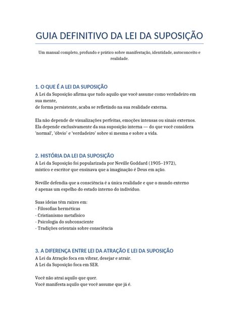 Lei Da Suposição