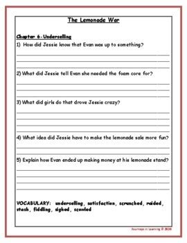Lemonade War Chapter Questions