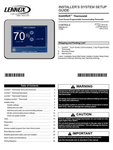 Read Lennox Thermostats Pdf User Guide 