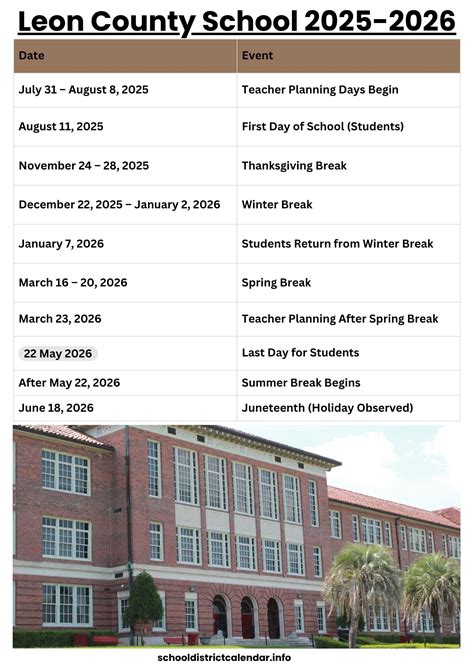 leon county summer schools schedule