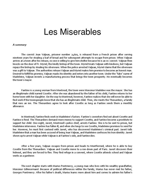 Les Miserables Summary