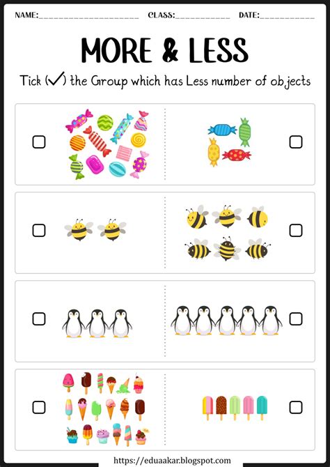 Less Or More Worksheets