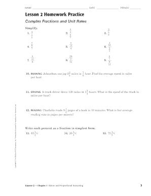 Lesson 2 Homework Practice Complex Fractions And Unit Complex Fractions 7th Grade - Complex Fractions 7th Grade