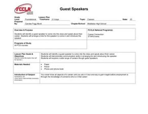 Lesson 3 5 Guest Speakers And Field Trip Guest Speaker Worksheet - Guest Speaker Worksheet