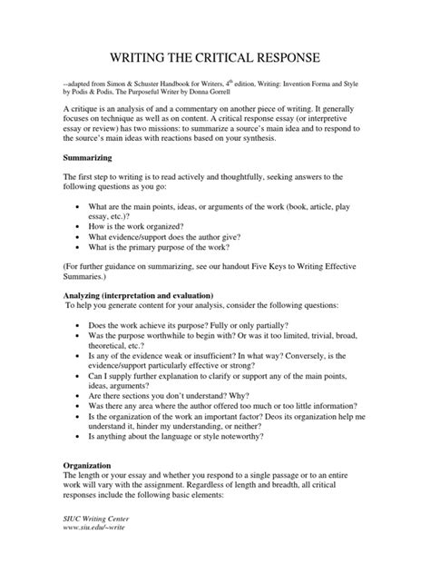 Lesson 5 Writing A Critical Response The Andy Art Criticism Worksheet - Art Criticism Worksheet