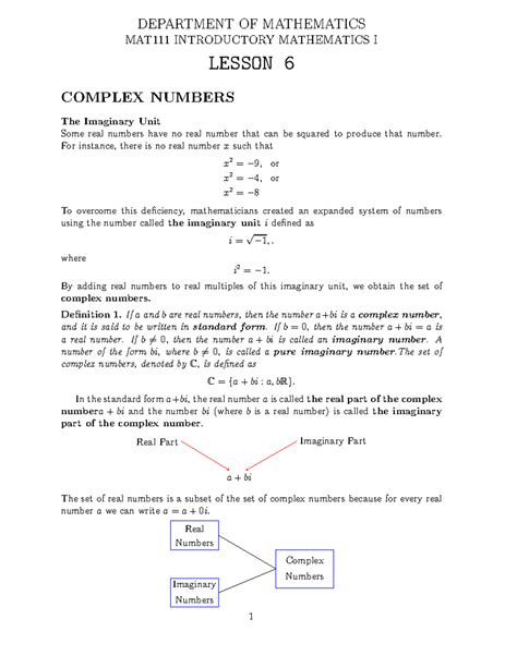 Lesson 6 Complex Numbers Facing Math