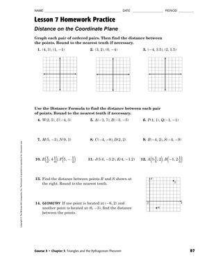 lesson 7 homework practice distance on the coordinate plane