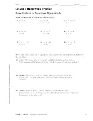 Lesson 8 Homework Practice Solve Systems Of Equations Solving Systems Algebraically Worksheet - Solving Systems Algebraically Worksheet