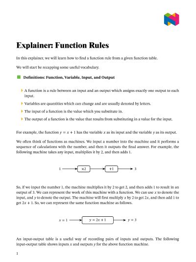 Lesson Explainer Function Rules Nagwa Output In Math - Output In Math
