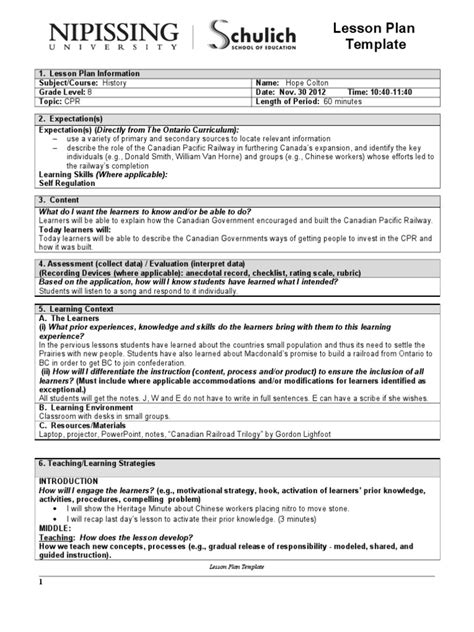 lesson plan cpr Lesson Plan Teaching