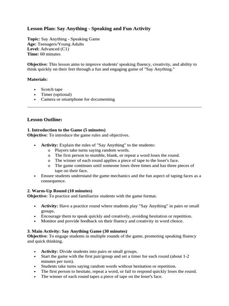 Lesson Plan On Something Anything Nothing