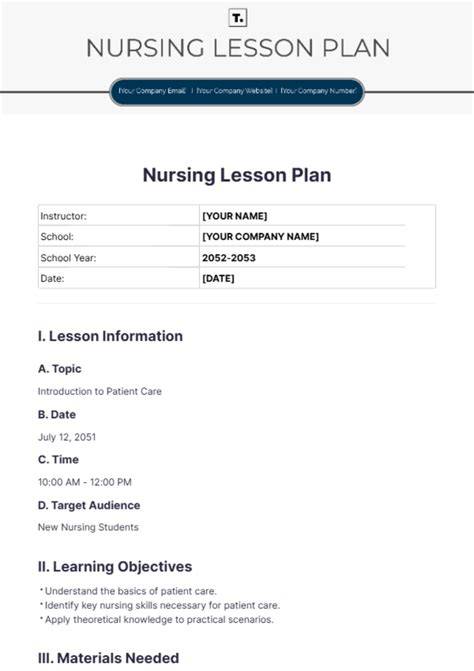 lesson plan template for nurses