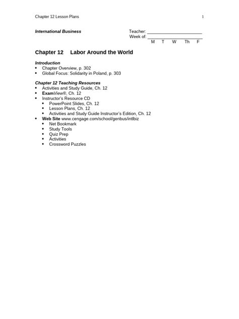 Lesson Plans Chapter 12