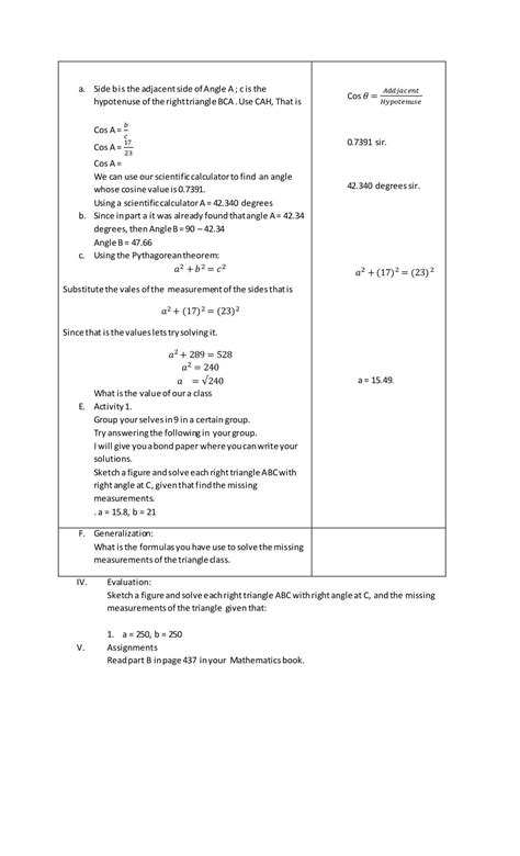 Lesson Plans Grade 09 Math Our Lady Of 9th Grade Math Lesson Plan - 9th Grade Math Lesson Plan