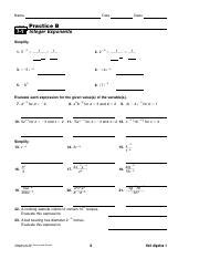 Full Download Lesson 5 Integer Exponents Practice B Answers 