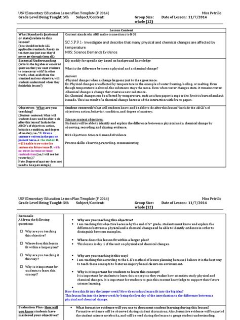 Full Download Lesson Plans On Chemical And Physical Changes 