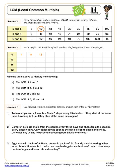 Read Online Lesson Problem Solving 2 8 Least Common Multiple 