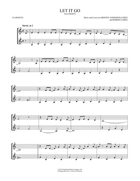 Let It Go Clarinet Sheet Music
