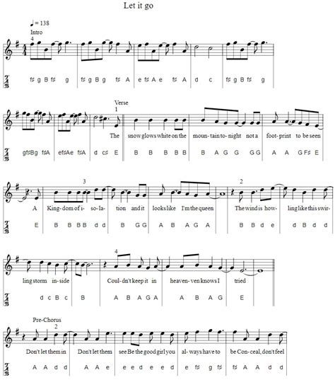 Let It Go Keyboard Notes In Letters