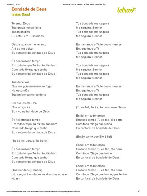 Letra Bondade De Deus