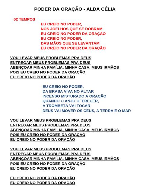 Letra De Alda Célia Poder Da Oração