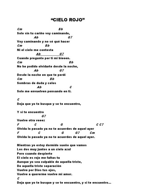 Letra De Cielo Rojo