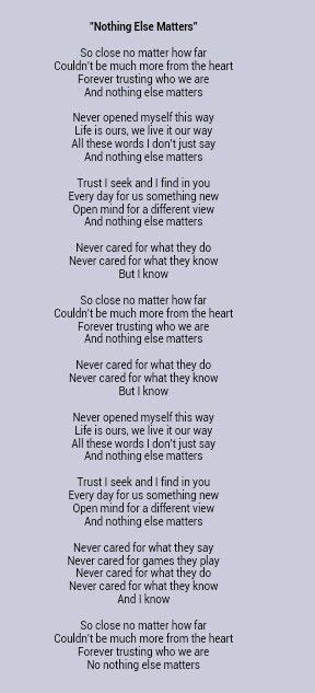 Letra De Nothing Else Matters