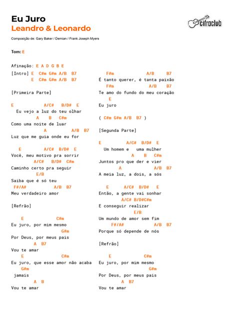 Letra Eu Juro