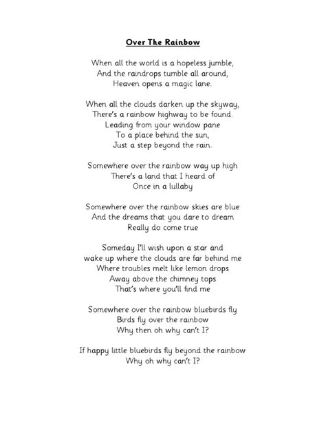 Letra Over The Rainbow