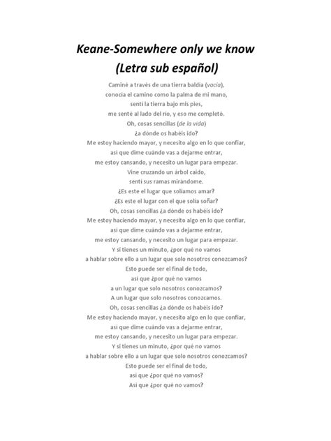 Letra Somewhere Only We Know