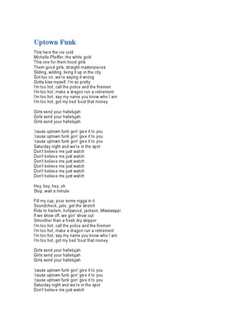 Letra Uptown Funk