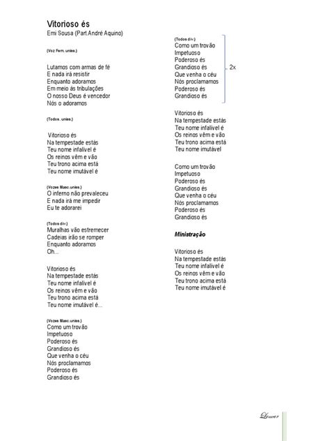 Letra Vitorioso Es