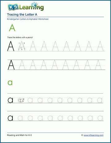 Letter A Worksheets K5 Learning Trace The Letter A Worksheet - Trace The Letter A Worksheet