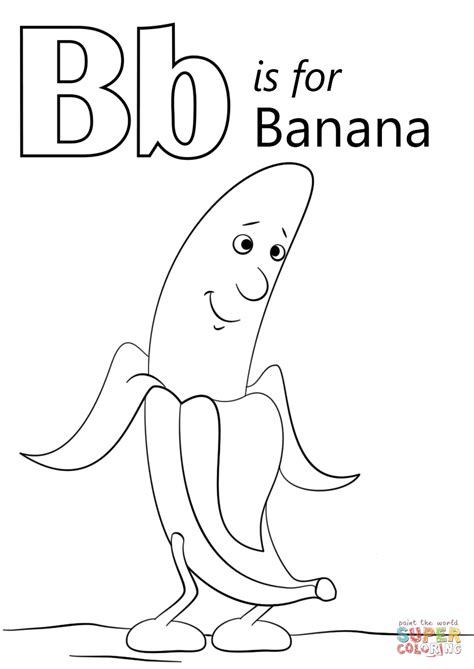 Letter B Banana Coloring Page Printable Interactive Letters Printable Picture Of A Banana - Printable Picture Of A Banana