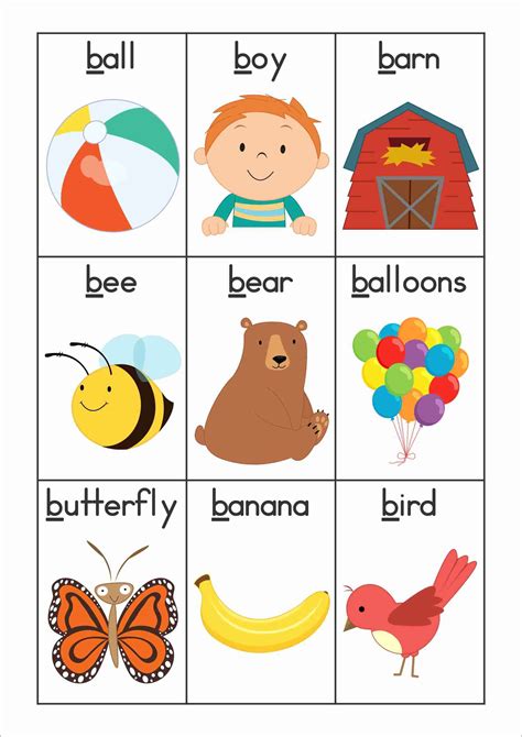Letter B Words For Kindergarten Amp Preschool Kids Preschool Words That Start With B - Preschool Words That Start With B