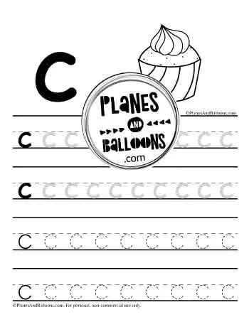 Letter C Tracing Free Worksheets Planes Amp Balloons Preschool Worksheet  Letter C - Preschool Worksheet, Letter C