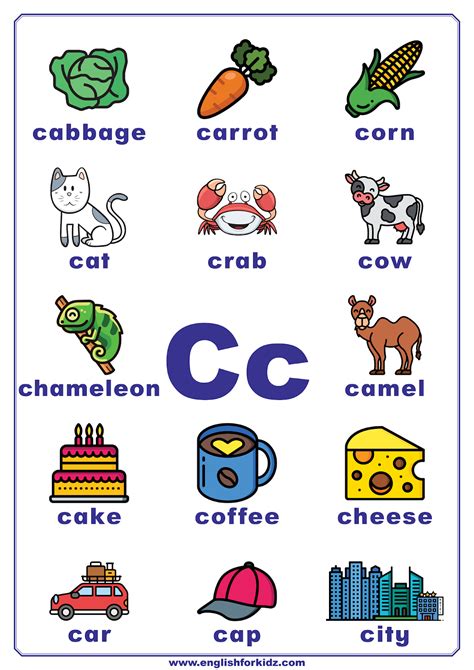 Letter C Words And Pictures Printable Cards Cookie Pictures Starting With Letter C - Pictures Starting With Letter C