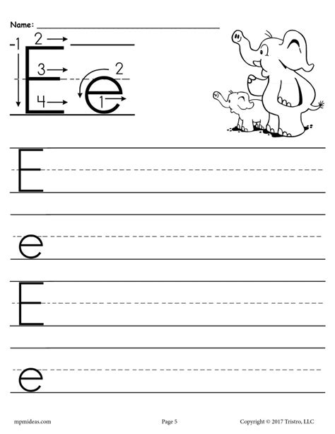 Letter E Worksheets Handwriting Worksheet Letter E Writing Practice - Letter E Writing Practice