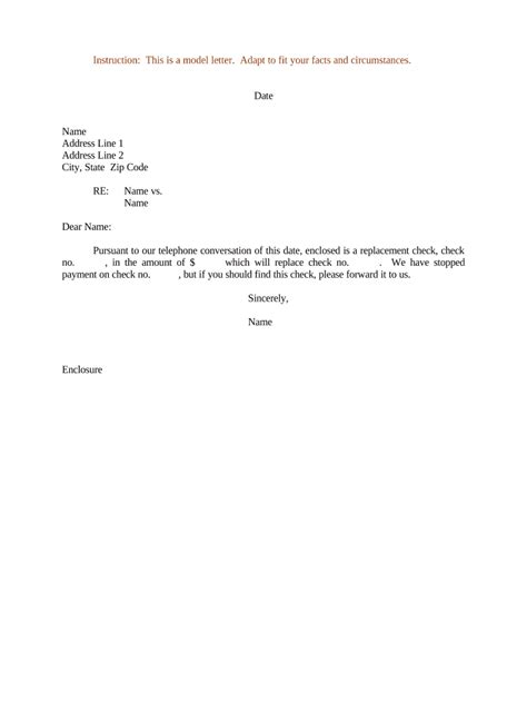 Letter For Check Replacement