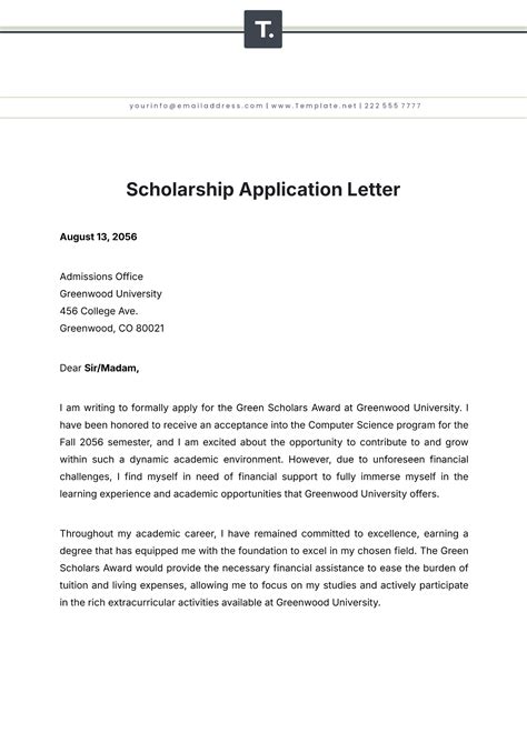 Letter For Scholarship Application