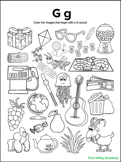 Letter G Sound Worksheets Tree Valley Academy G Sound Words With Pictures - G Sound Words With Pictures