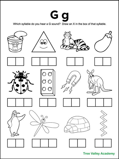 Letter G Sounds Worksheet Free Phonics Printable For G Sound Words With Pictures - G Sound Words With Pictures