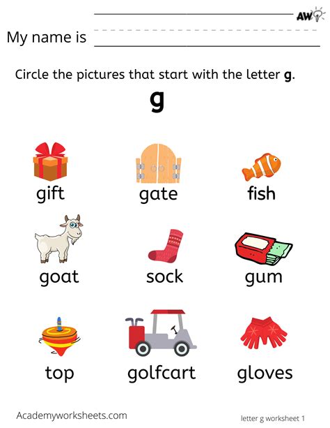 Letter G Words Recognition Worksheet All Kids Network Kid Words That Start With G - Kid Words That Start With G