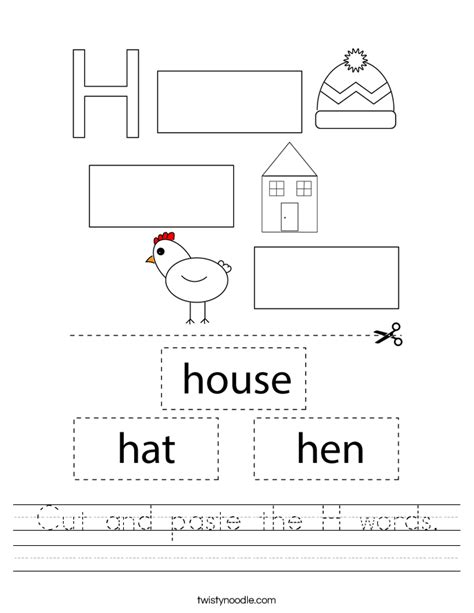 Letter H Worksheets Twisty Noodle H Worksheets For Preschool - H Worksheets For Preschool