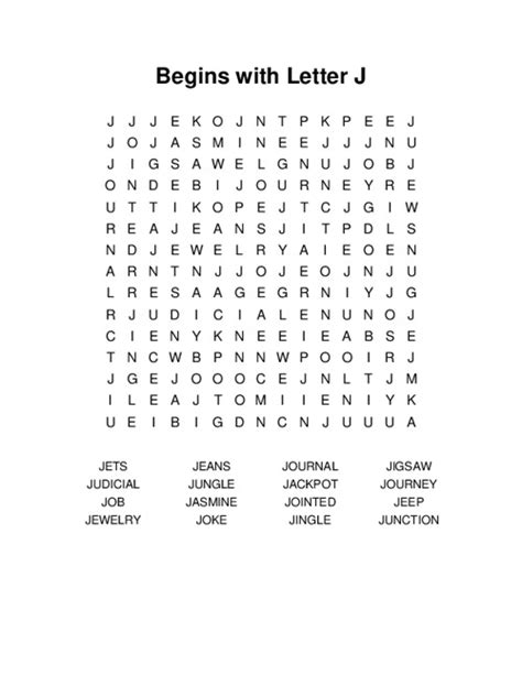 Letter J Word Search All Kids Network J Words For Kids - J Words For Kids