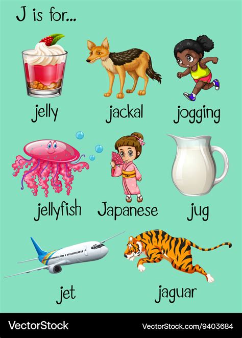 Letter J Words For Kindergarten Amp Preschool Kids Preschool Words That Start With J - Preschool Words That Start With J