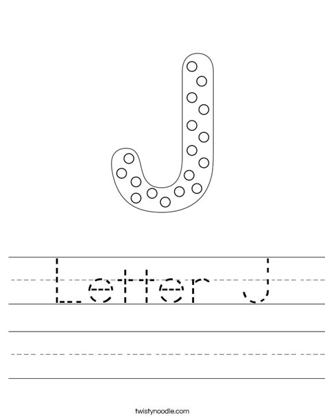 Letter J Worksheets Twisty Noodle Letter J Worksheet For Preschool - Letter J Worksheet For Preschool