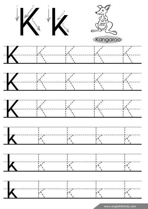 Letter K Alphabet Tracing Worksheets Trace The Letter K - Trace The Letter K