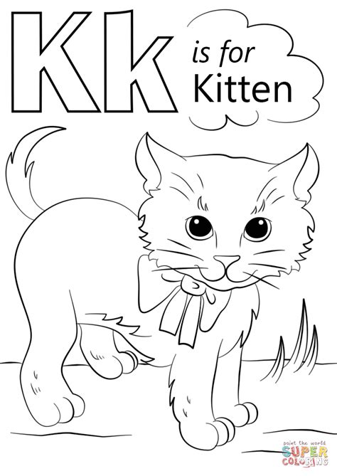 Letter K Is For Kitten Coloring Page Letter K Is For - Letter K Is For