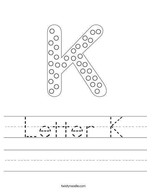 Letter K Worksheets Twisty Noodle Letter K Worksheet - Letter K Worksheet